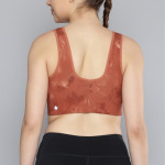 Floral Printed Lightly Padded Yoga Bra -Brown/Orange