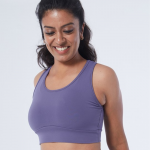 Women Mauve Wide Strapped Sports Bra with Removable Pads