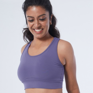 Women Mauve Wide Strapped Sports Bra with Removable Pads